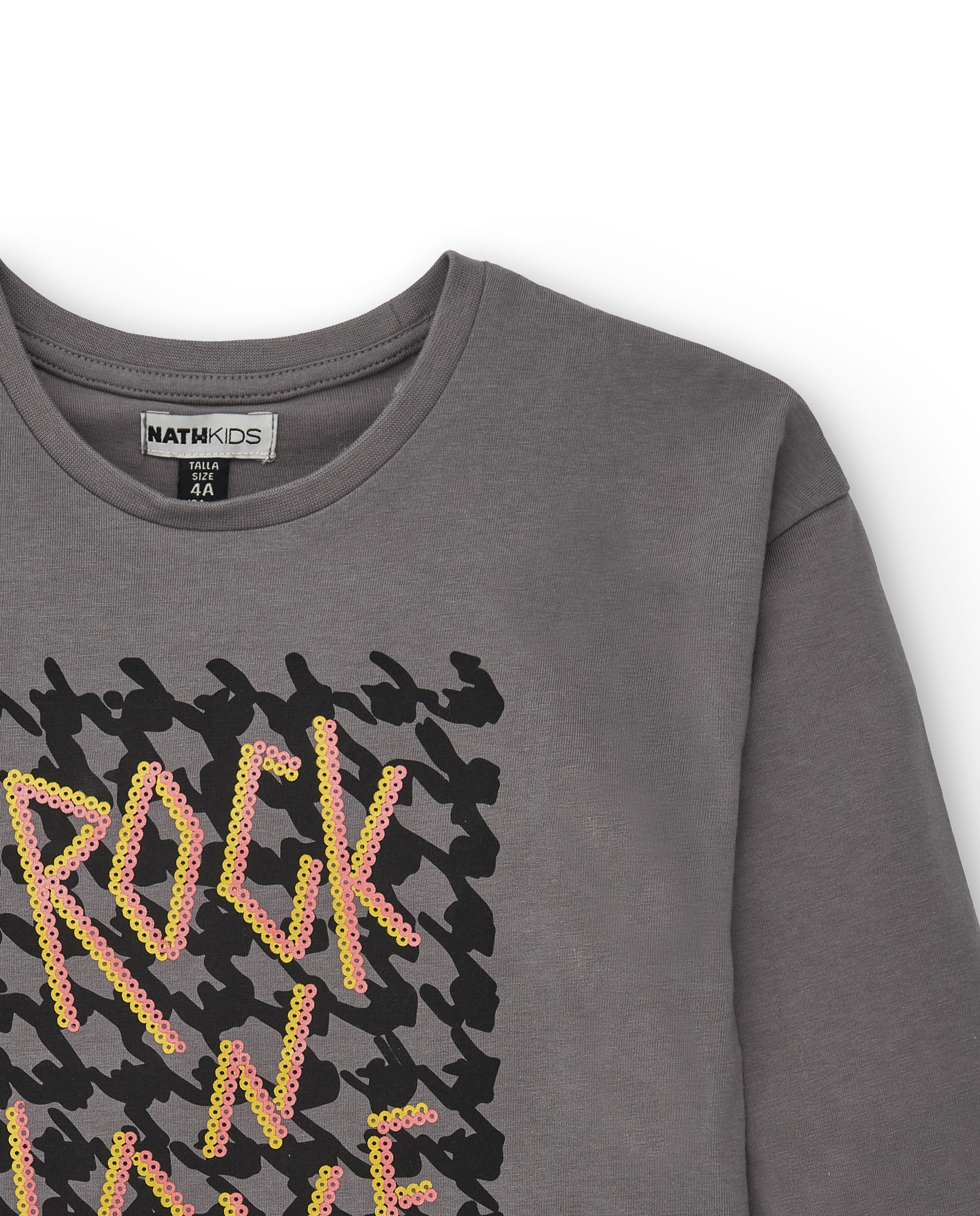 Camiseta gris con estampado "Rock N Love" para niña colección