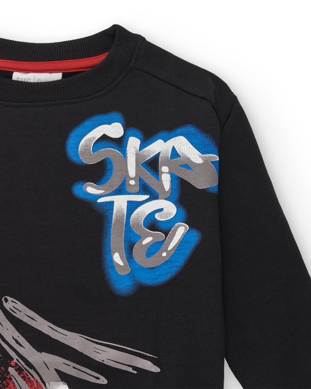 Sudadera para niño en negro con estampado de skate colección Skater Life