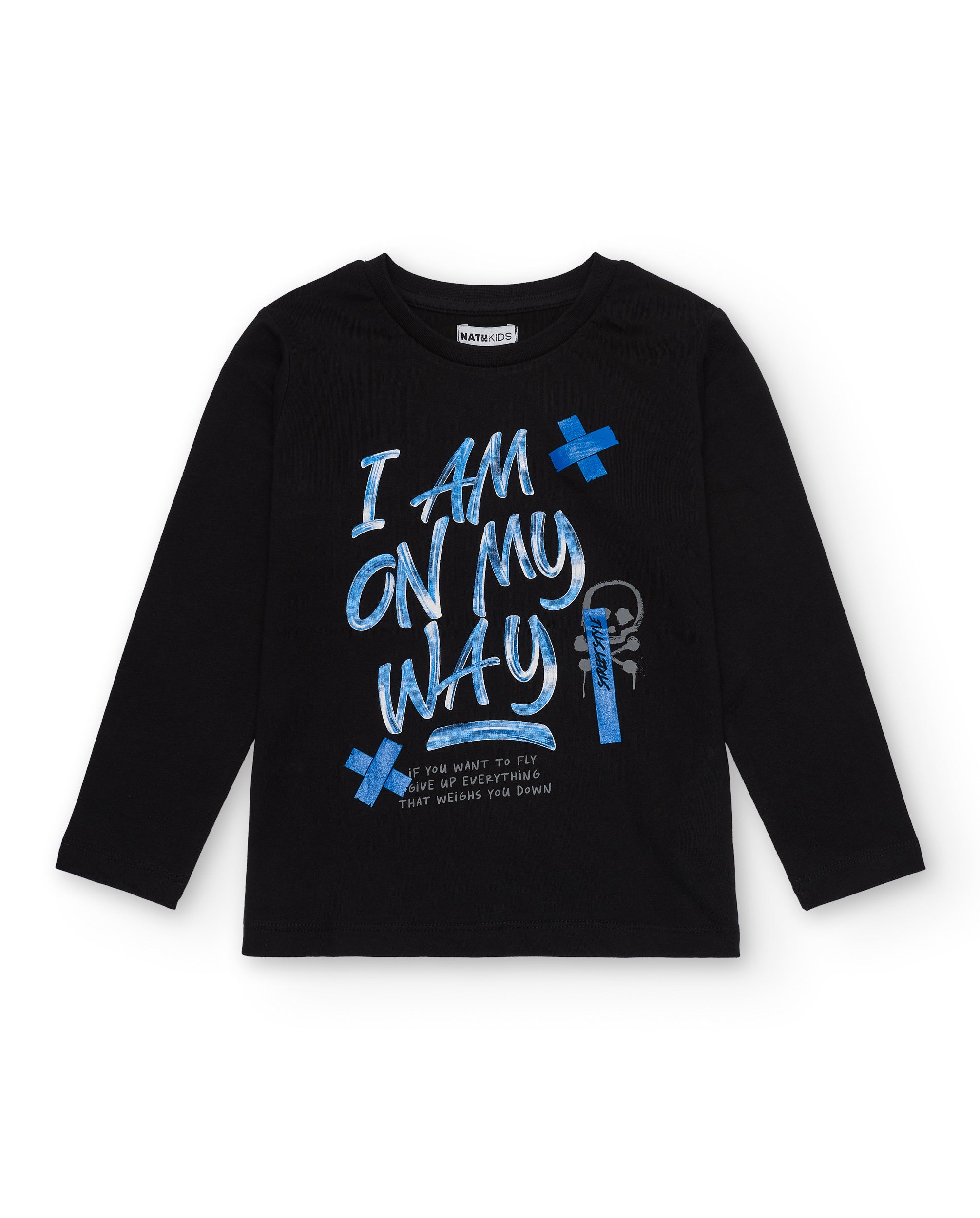 Camiseta niño en negro con estampado "I Am On My Way" colección