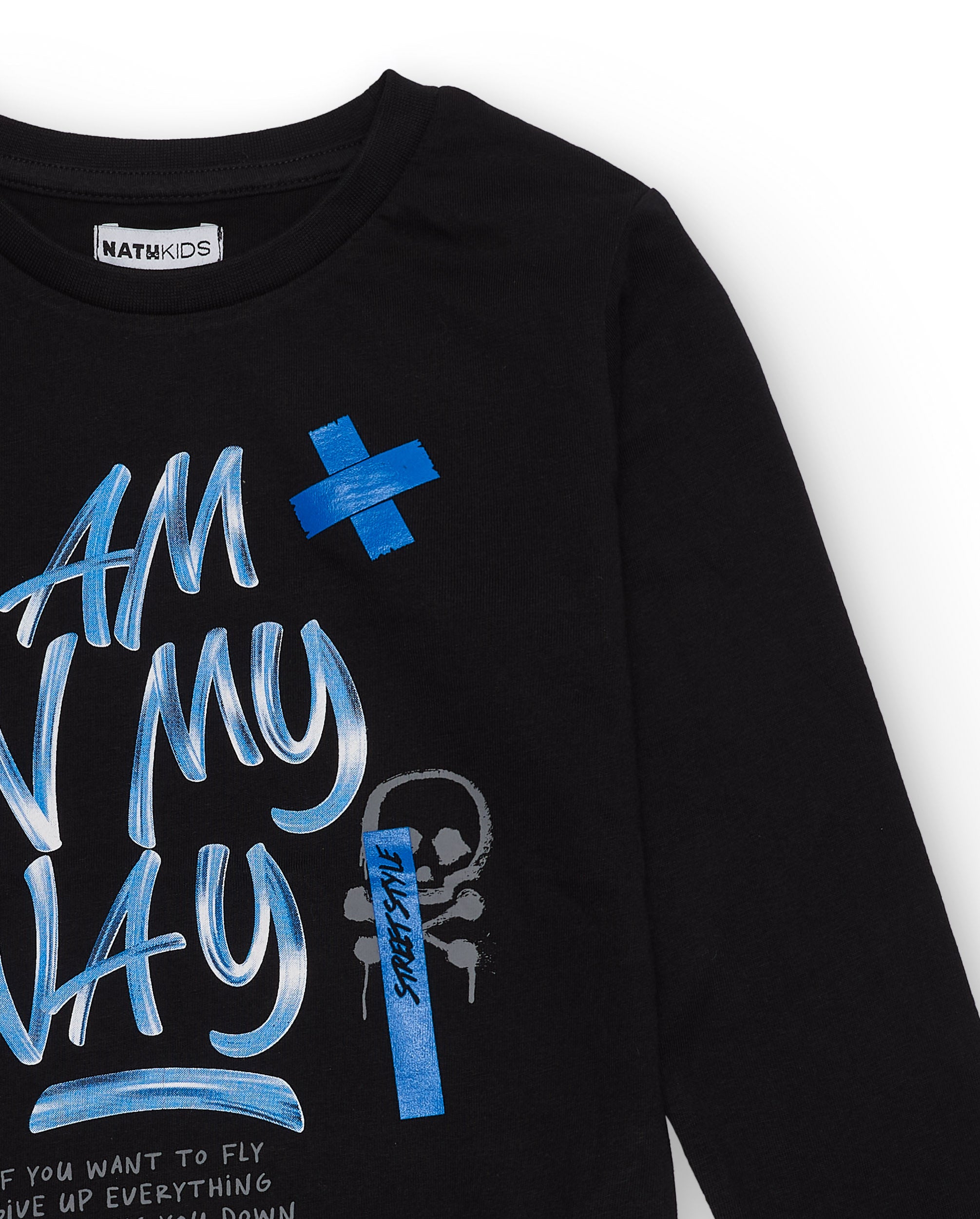 Camiseta niño en negro con estampado "I Am On My Way" colección