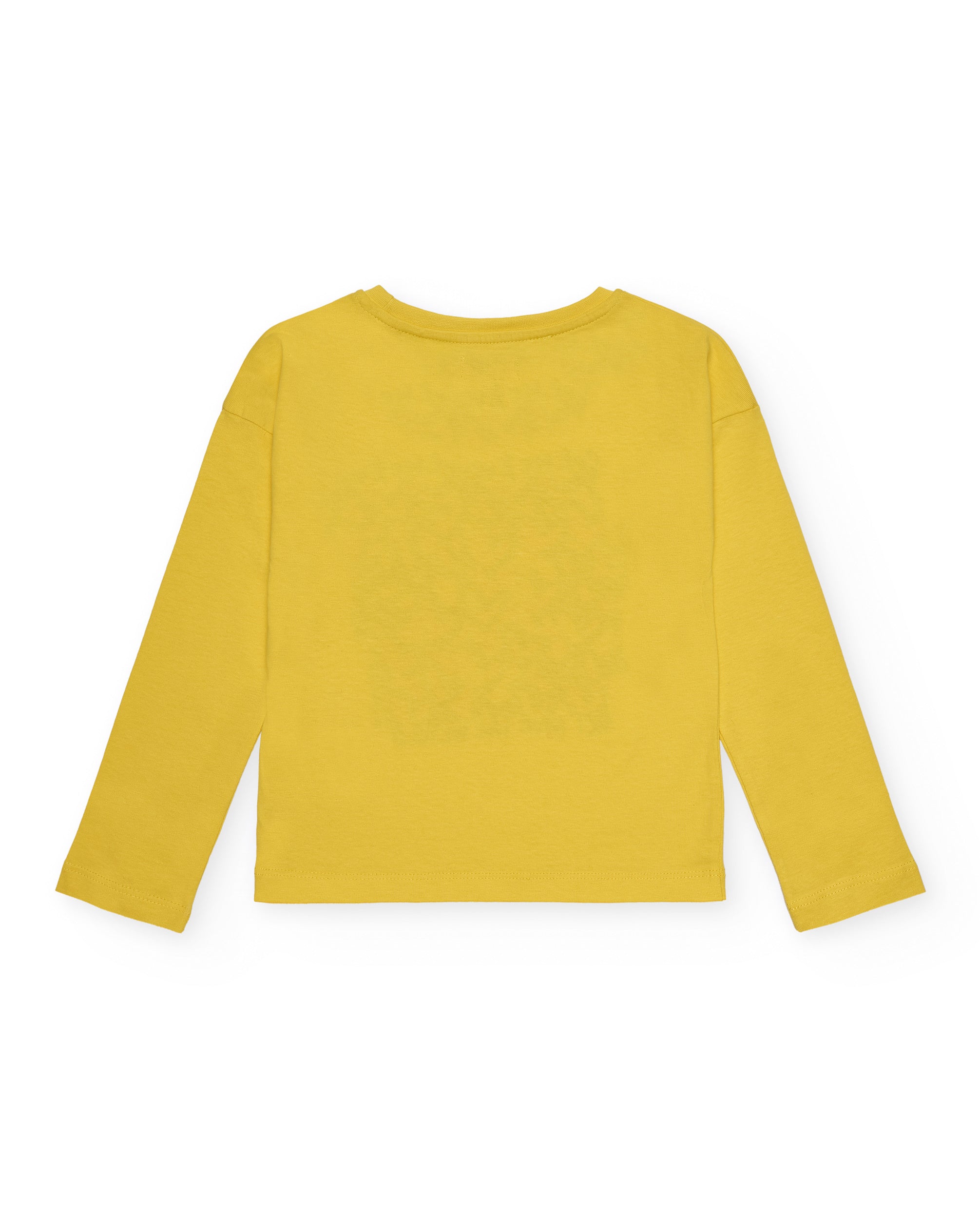 Camiseta niña en amarillo con estampado de corazones y mensaje