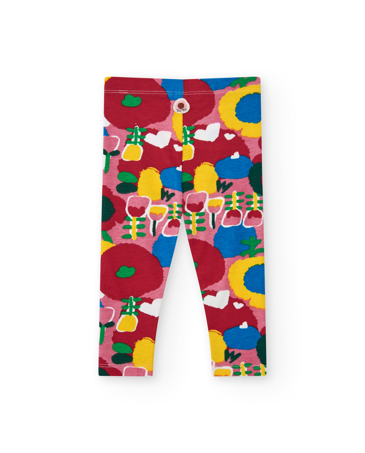 Leggings niña en rojo con estampado floral llamativo Happy