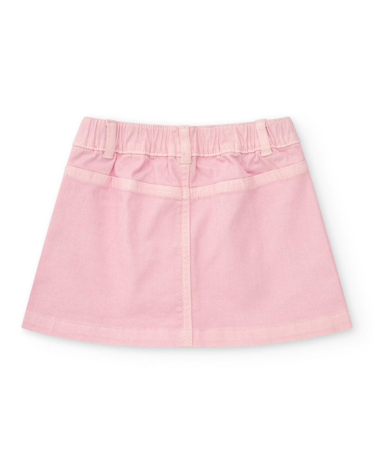 Falda plana niña en rosa con botones decorativos de corazones