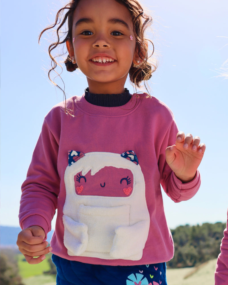 Sudadera rosa con diseño de oso polar para niña de la colección