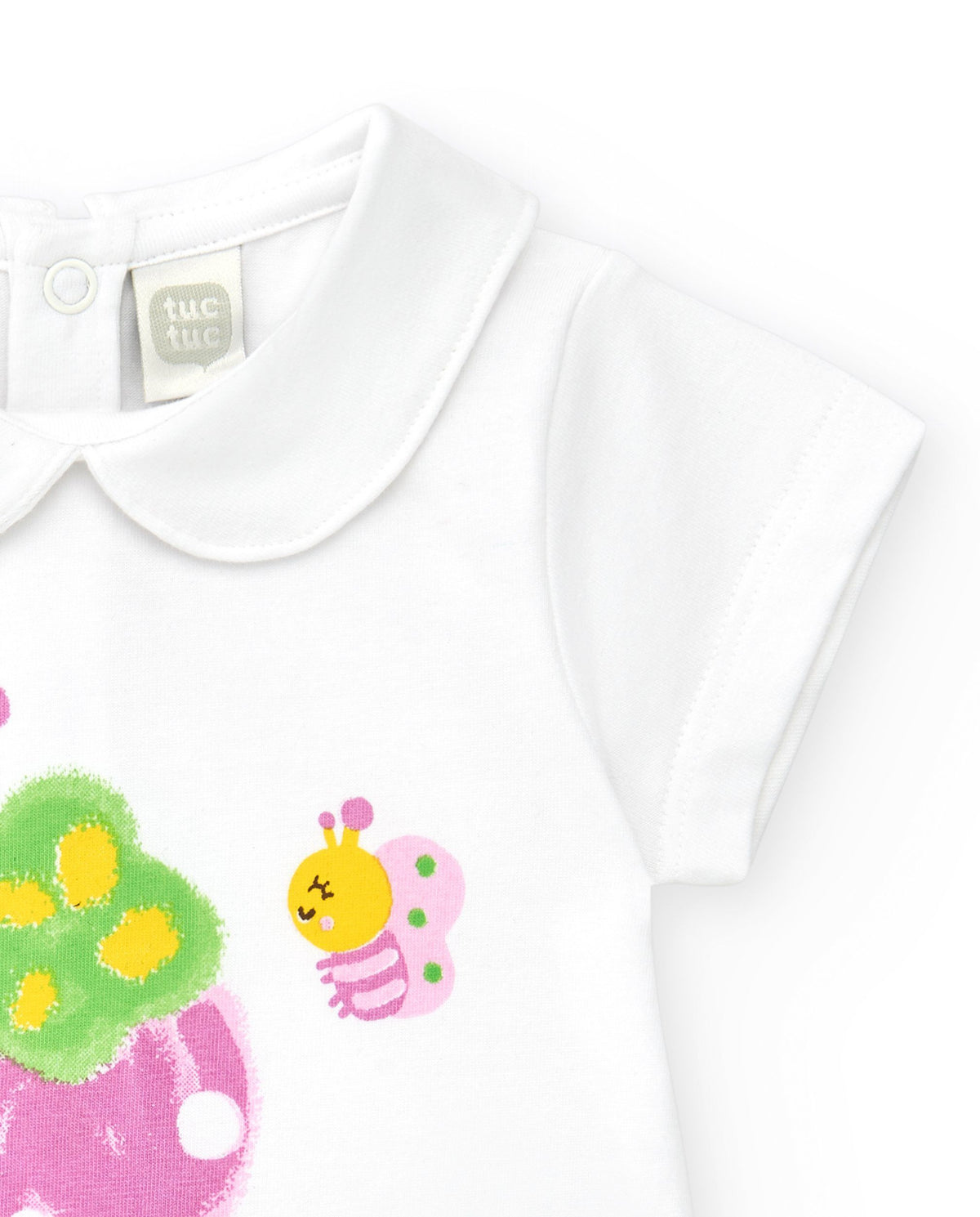 Conjunto de punto para niña con camiseta y braguita blanca