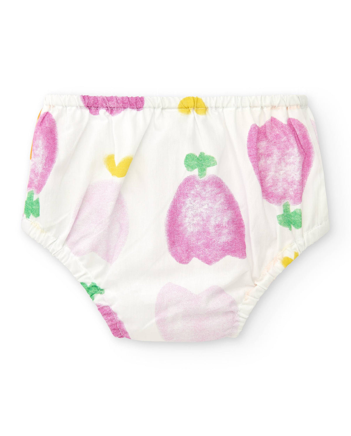Conjunto de plana para niña con vestido blanco estampado de