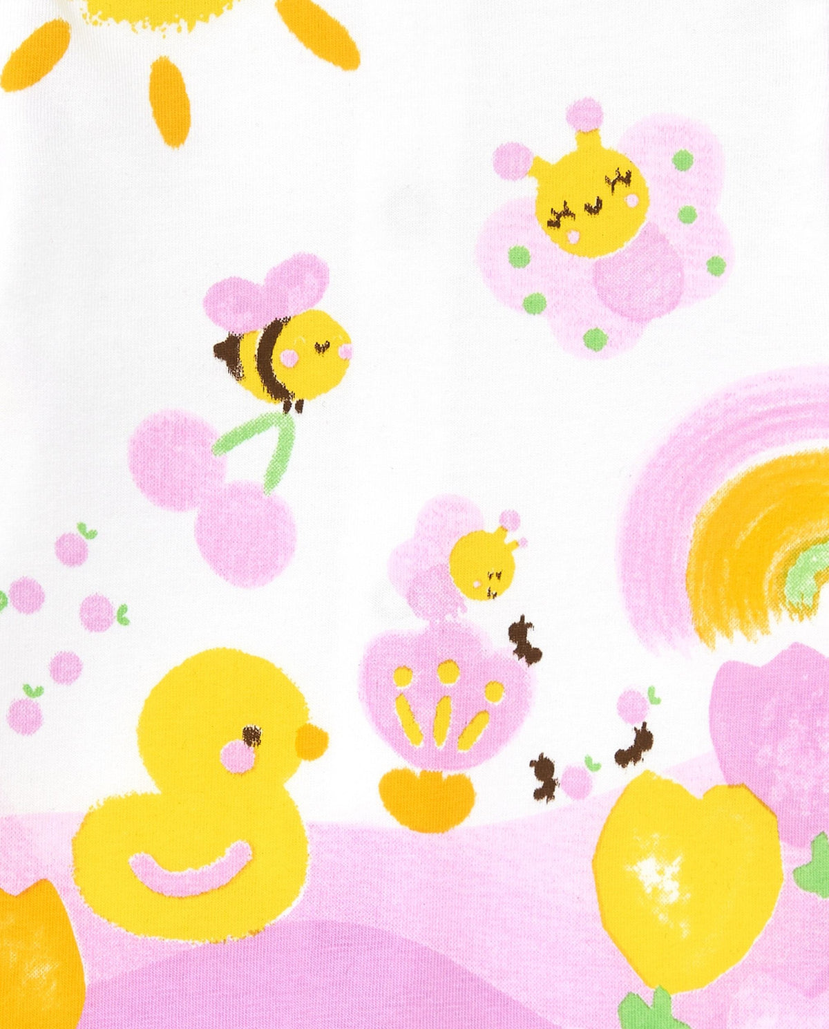 Conjunto de punto para niña con vestido blanco estampado