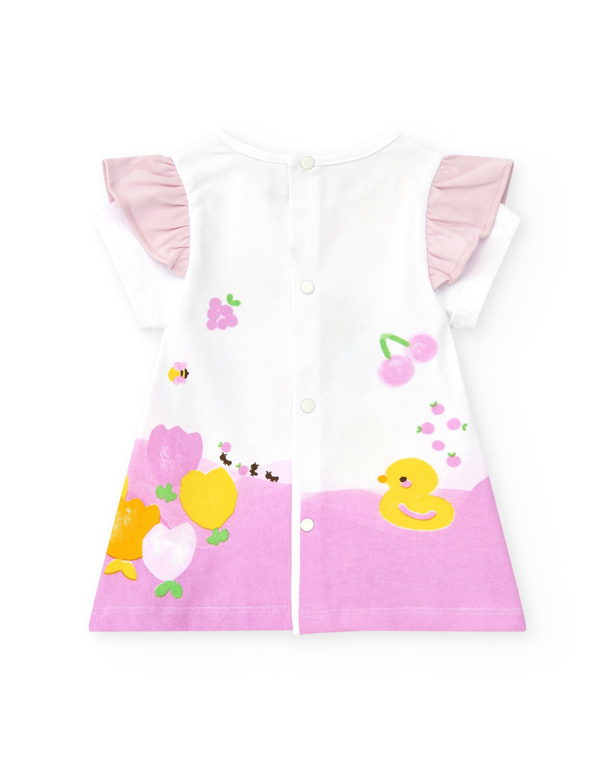 Conjunto de punto para niña con vestido blanco estampado