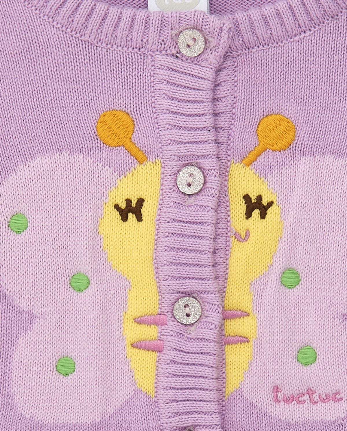 Chaqueta de tricot para niña color malva con bordado