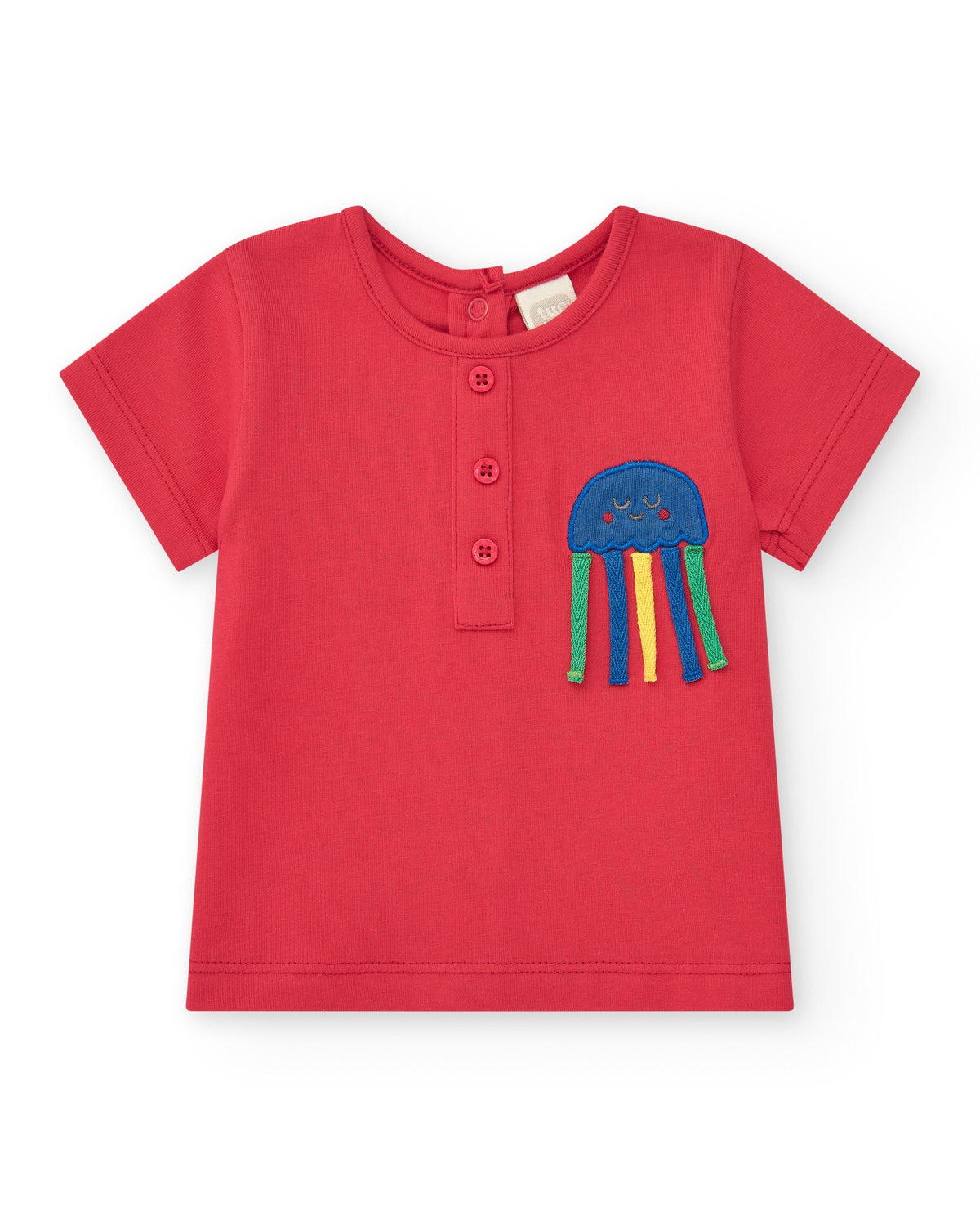 Conjunto para niño con camiseta roja shorts vaqueros