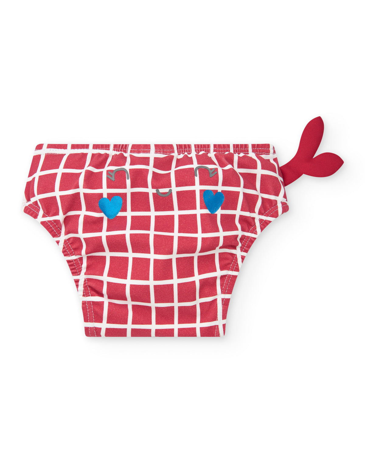 Conjunto para niña con blusa blanca de peces y braguita roja de