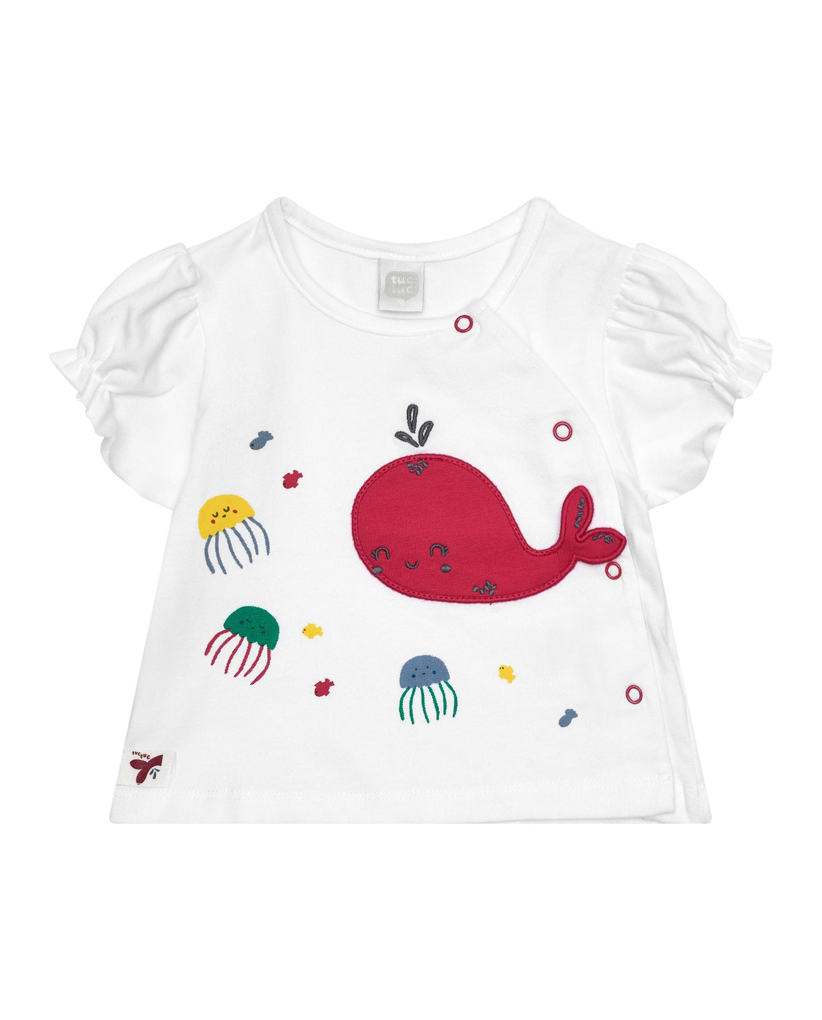 Conjunto para niña con camiseta blanca de ballena y pantalón