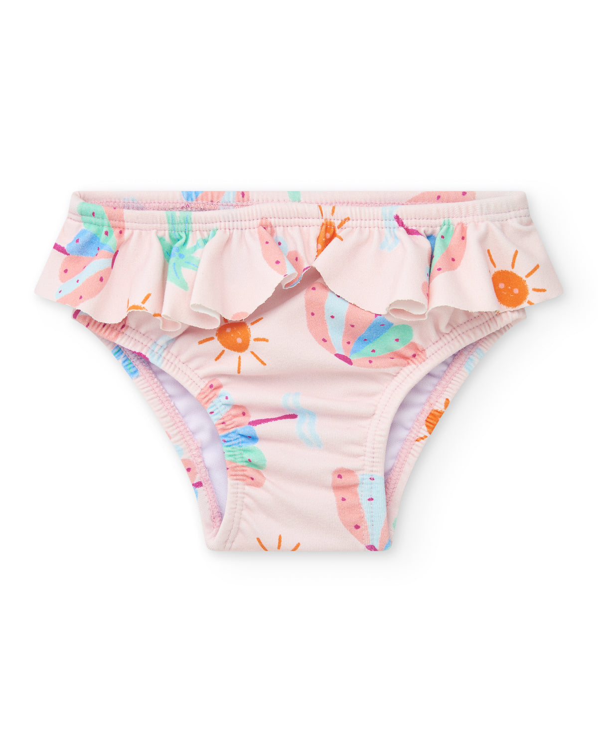 Conjunto de baño para niña con camiseta blanca de palmera y
