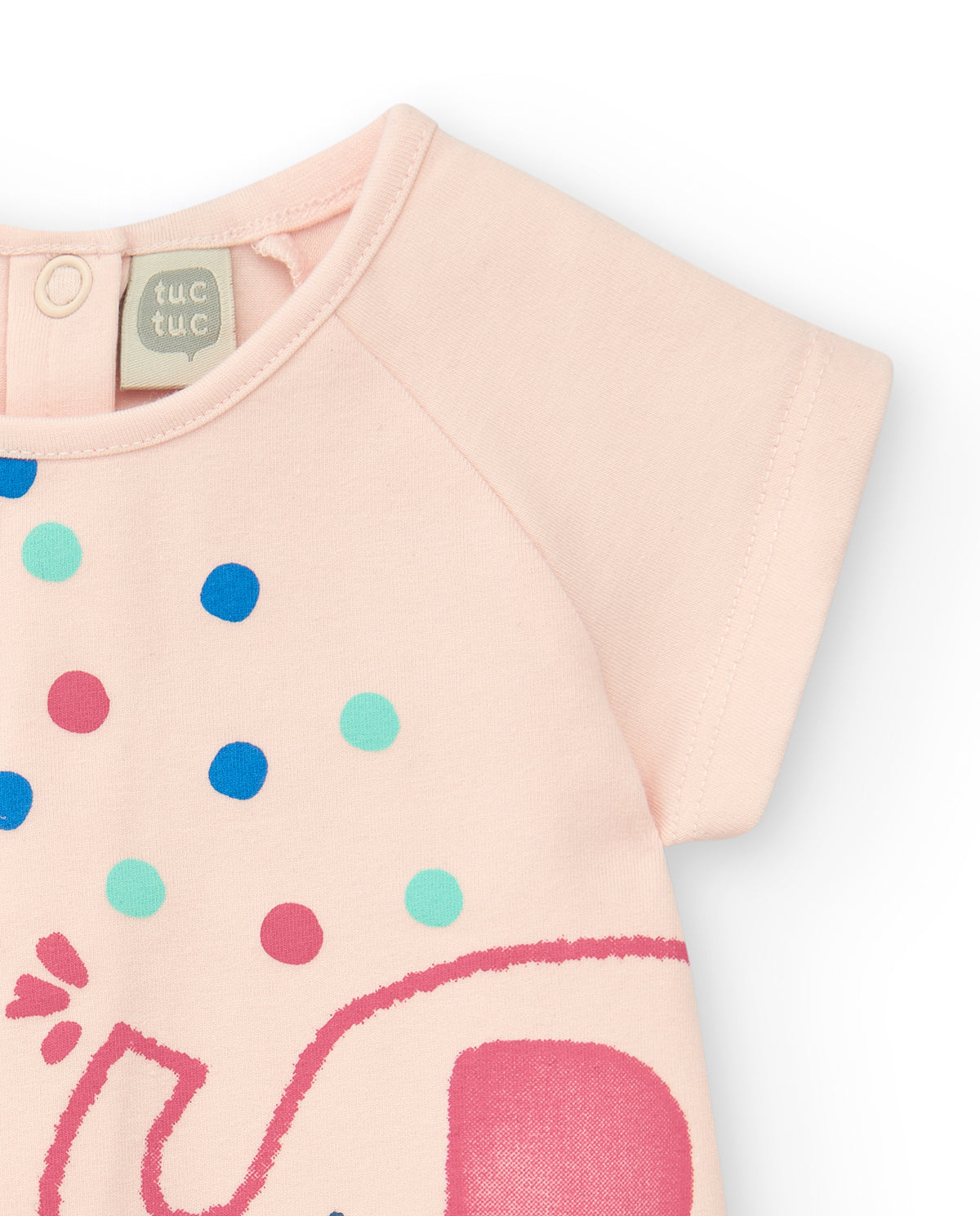Conjunto rosa para niña con camiseta de elefante y pantalón
