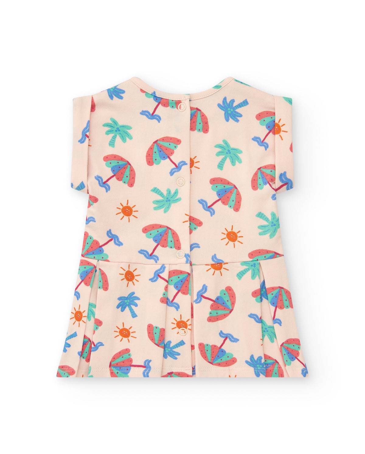 Conjunto crema para niña con vestido de sombrillas y braguita
