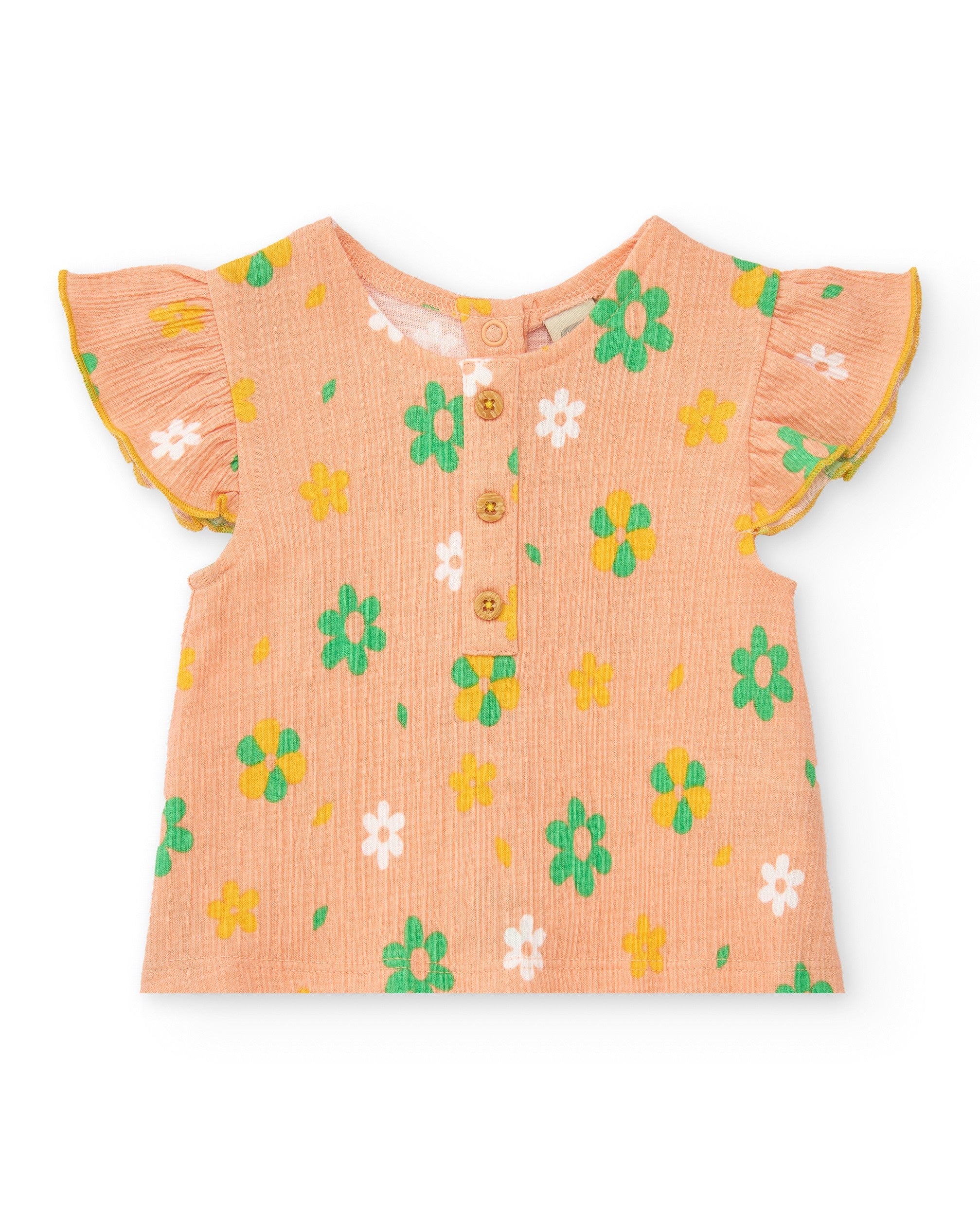 Conjunto para niña con blusa de flores y braguita amarilla