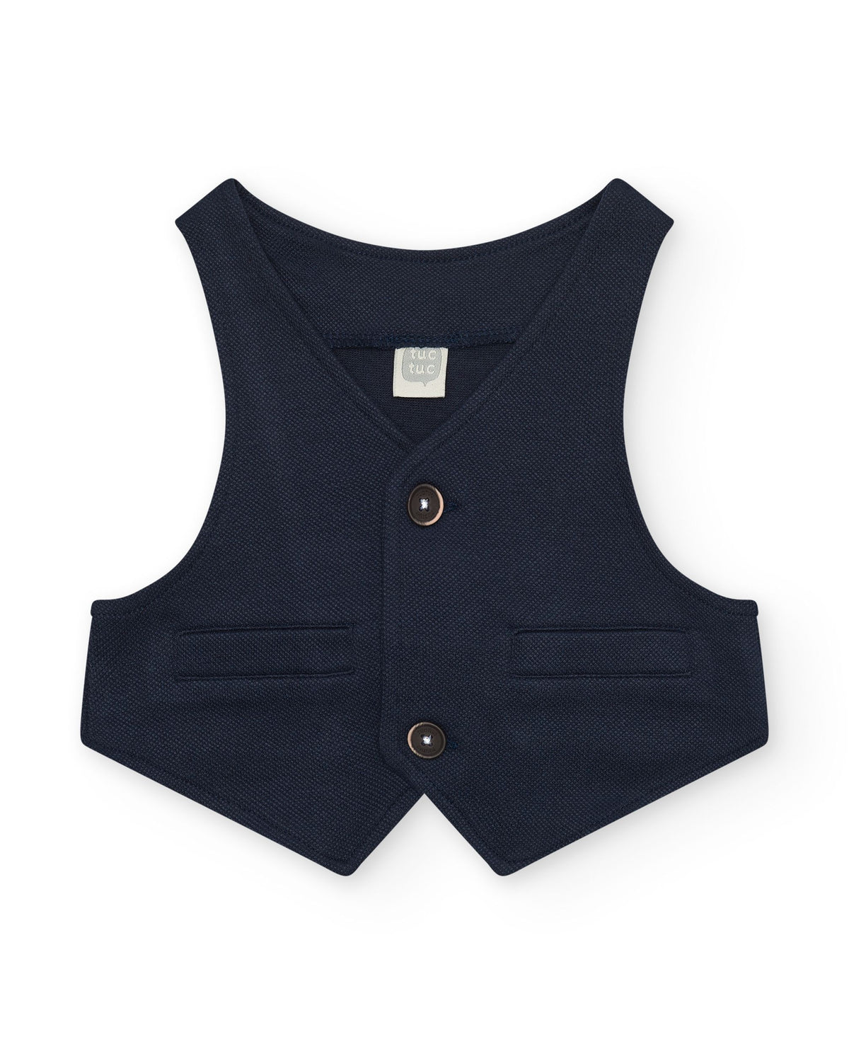 Chaleco azul marino para niño con botones y bolsillos