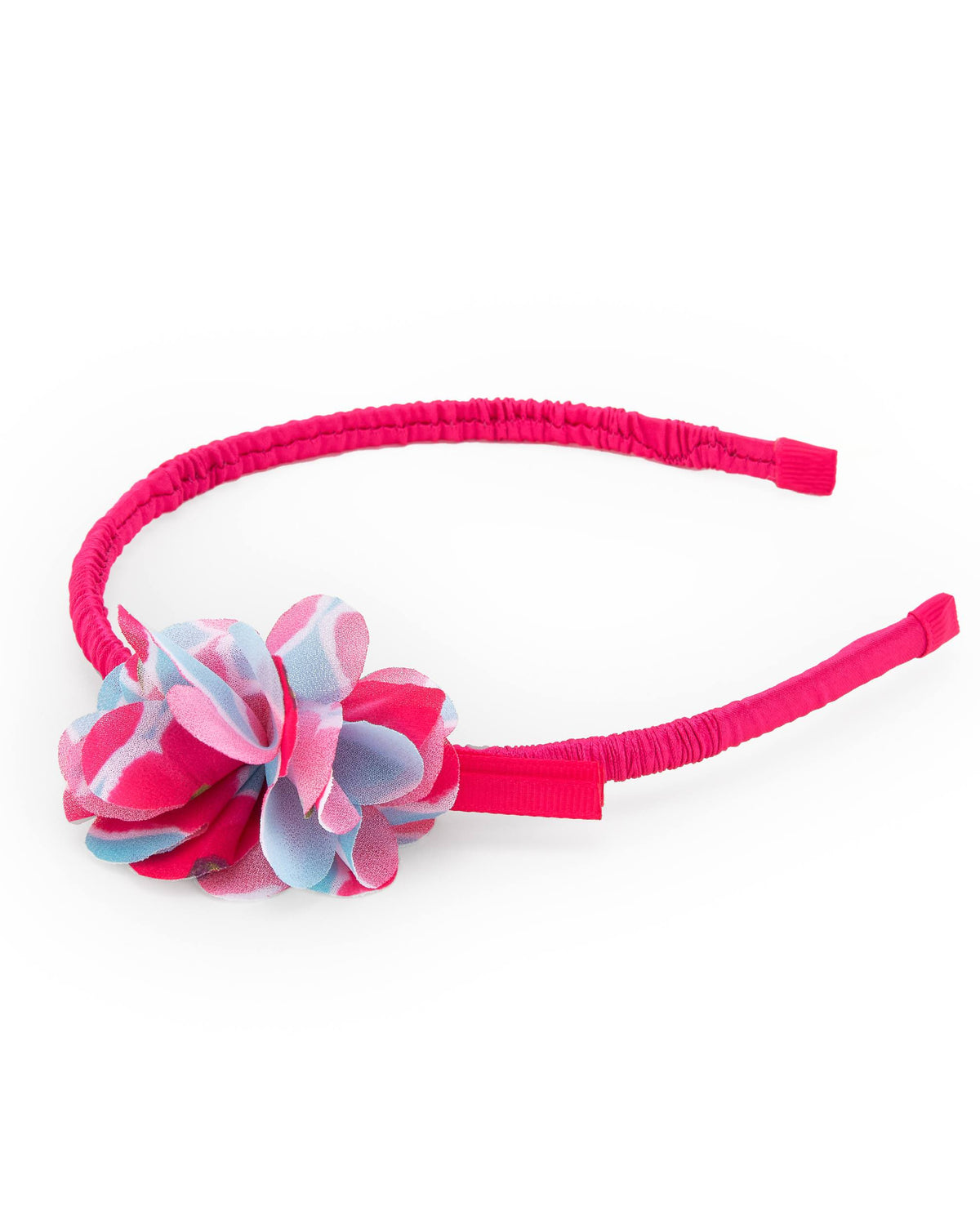 Diadema rosa rígida para niña con flor decorativa