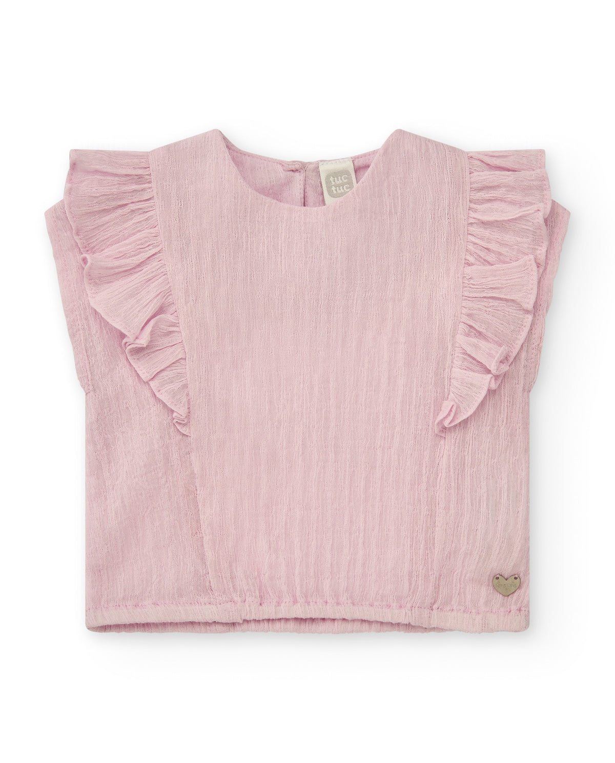 Camisa rosa claro para niña con volantes
