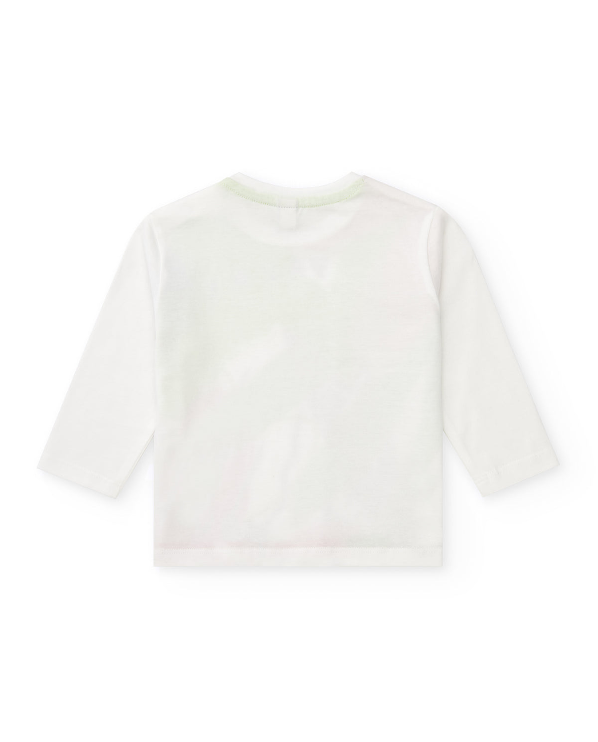 Camiseta blanca manga larga para niño con estampado tropical