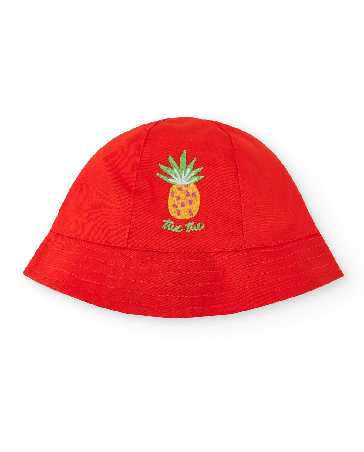 Gorro reversible para niña con bordado de piña
