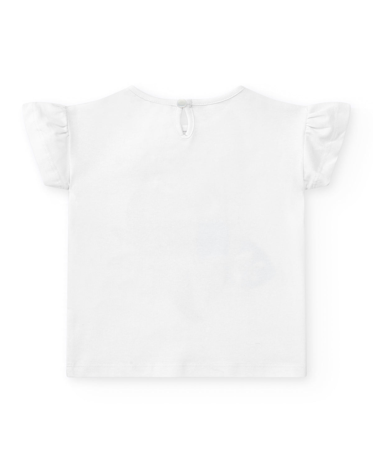 Camiseta blanca para niña con loros bordados y lentejuelas