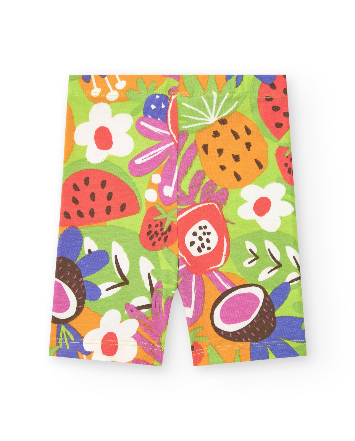Legging corto lila para niña con estampado tropical