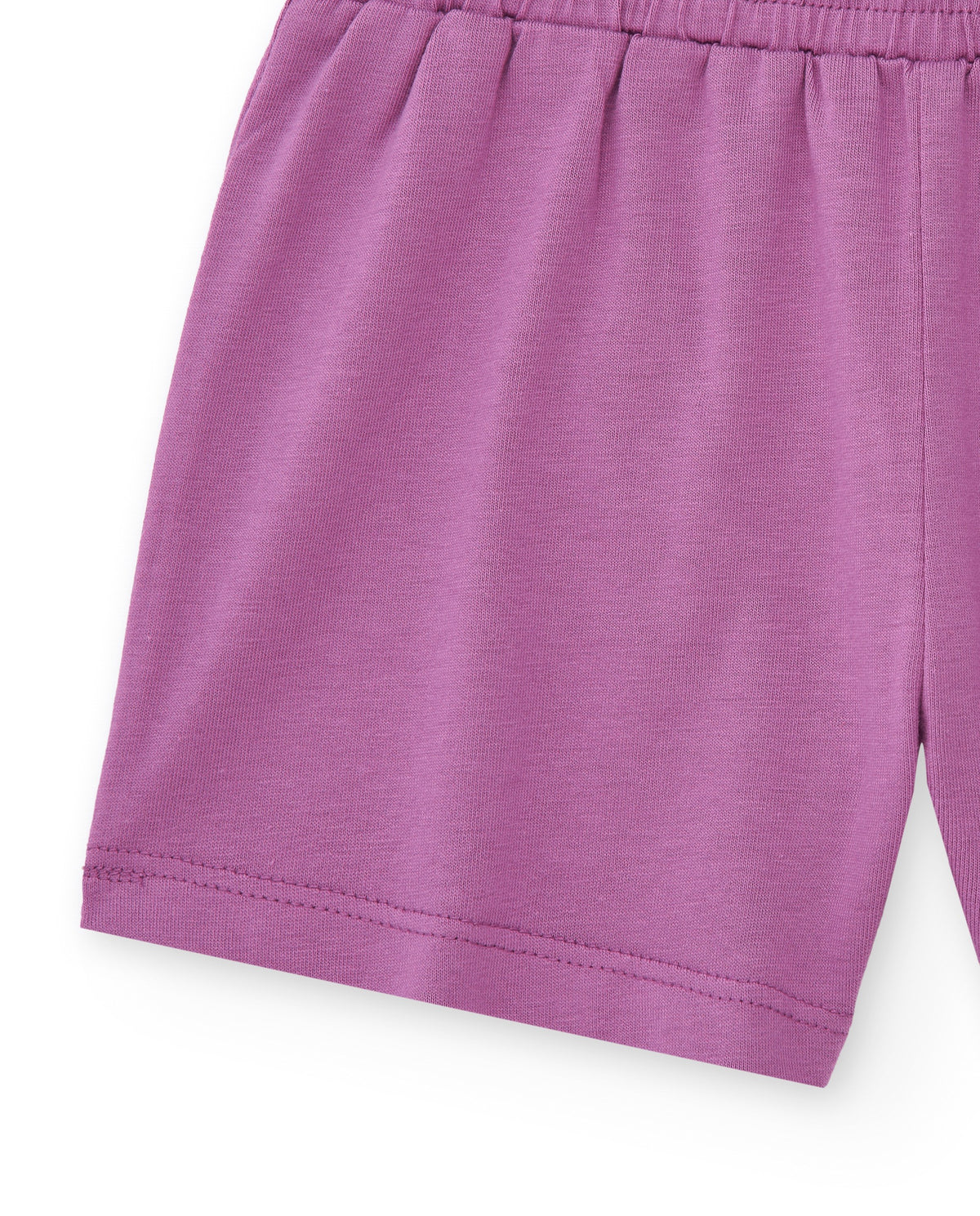 Pantalón corto lila para niña con cintura elástica y bordado