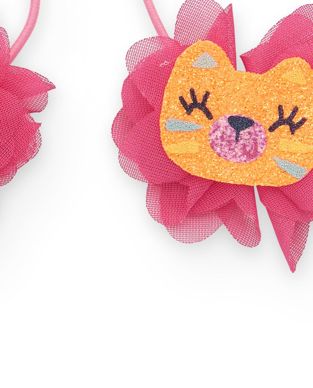 Pack de dos coleteros rosas para niña con aplique de león
