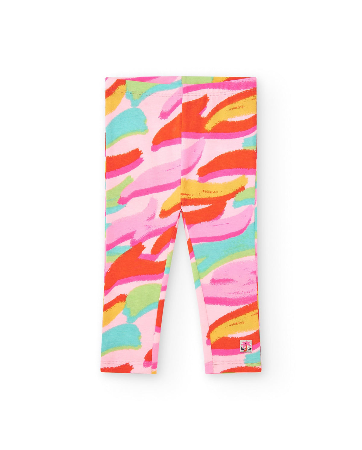 Leggings multicolor para niña con estampado abstracto y cintura
