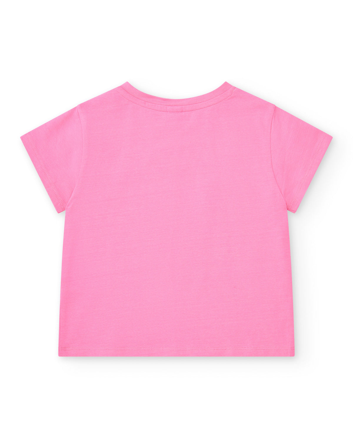 Camiseta rosa para niña con frases y detalles decorativos