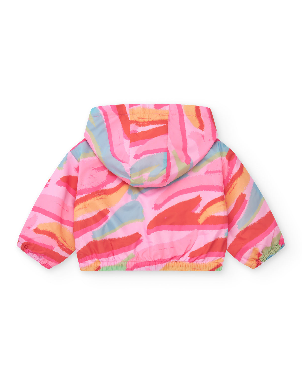 Cortavientos multicolor para niña con capucha y cremallera