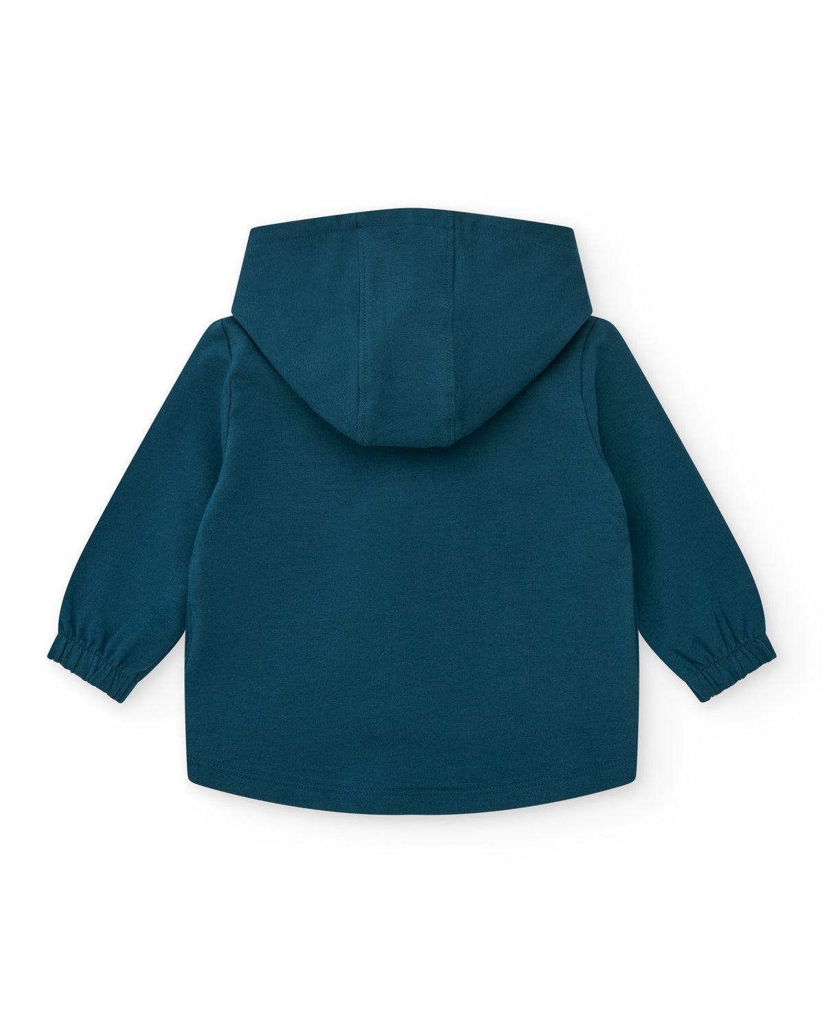 Chaqueta de felpa para niña en azul con cremallera rosa y