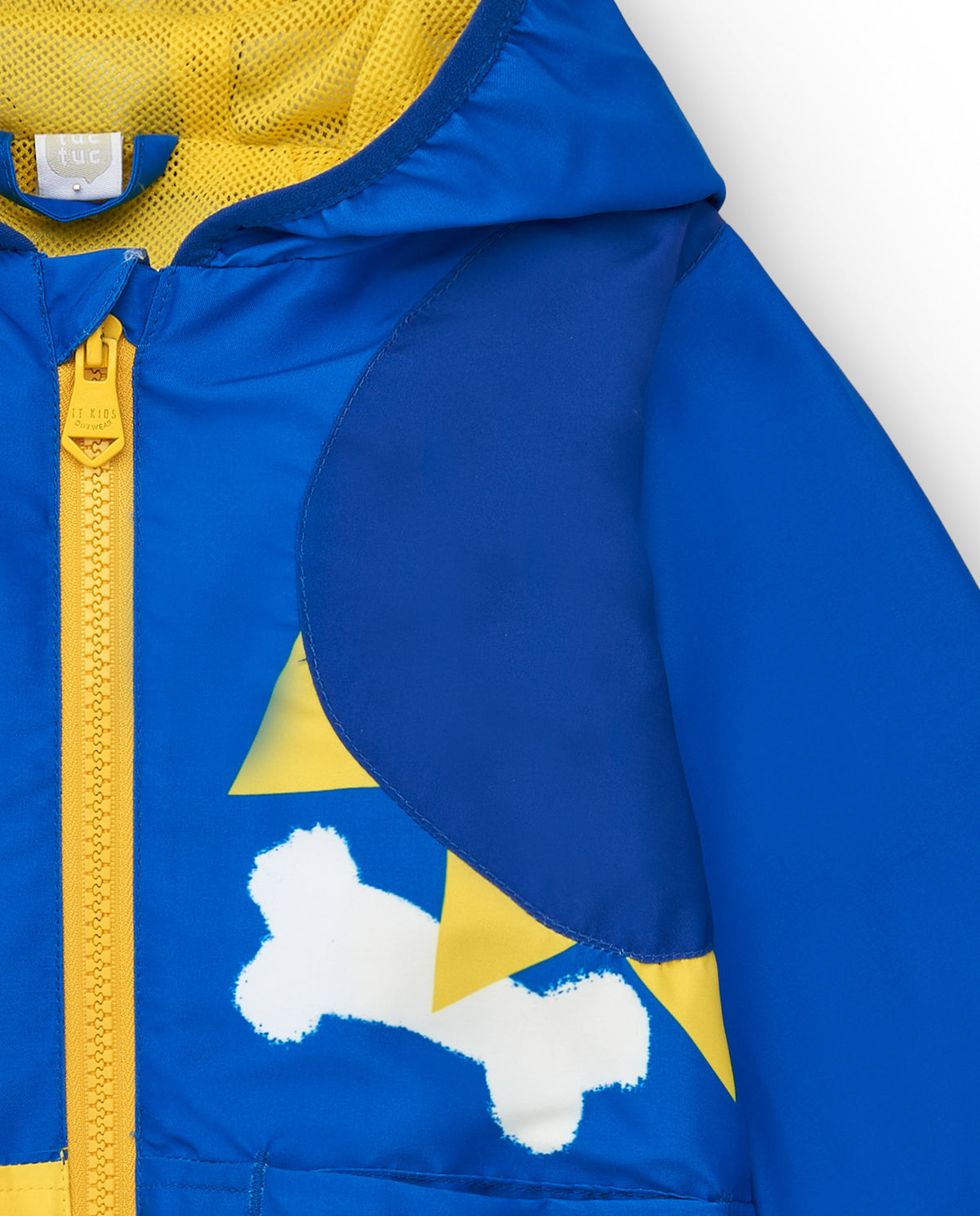 Cortavientos para niño en azul y amarillo con capucha y
