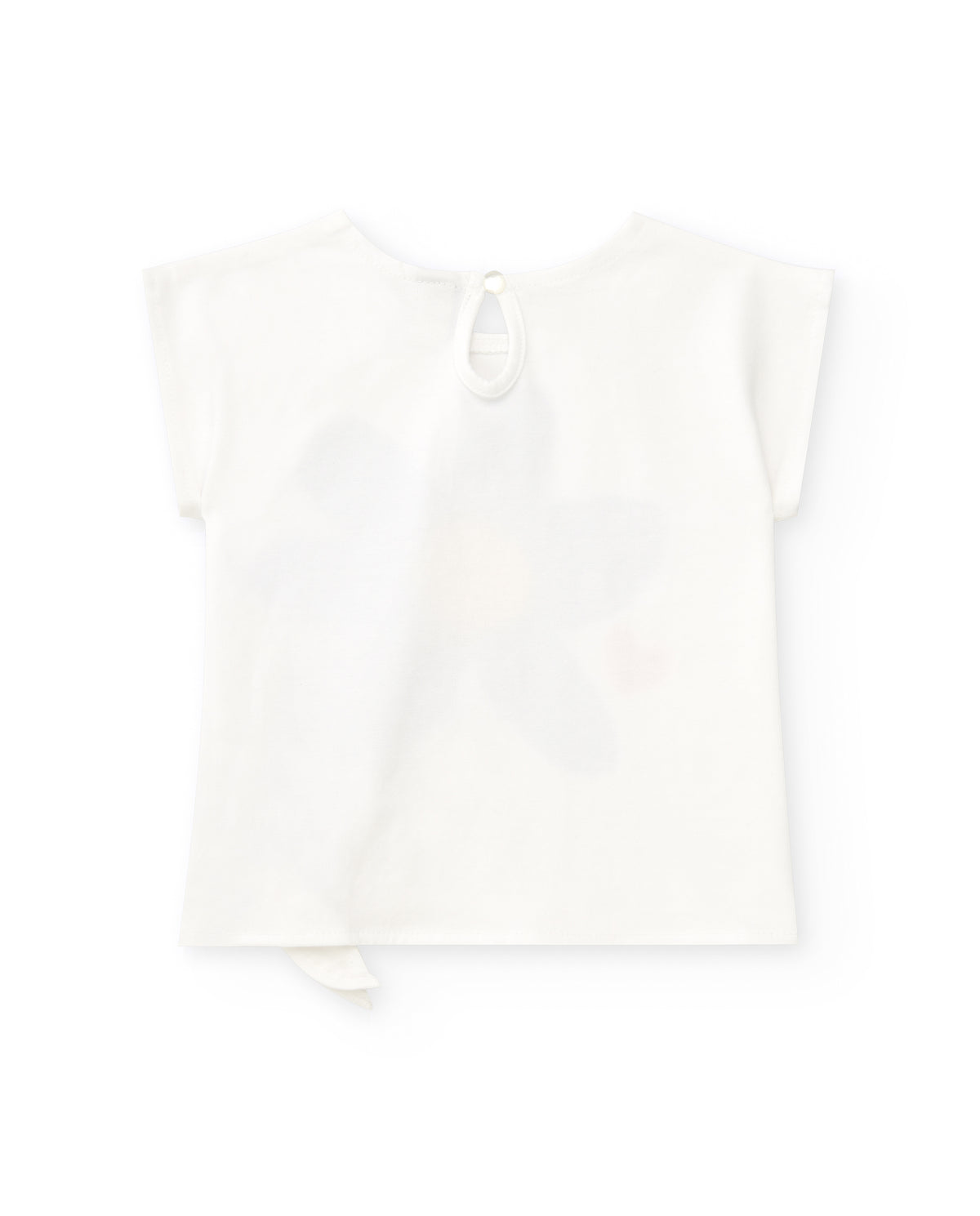 Camiseta para niña en blanco con flor azul y corazones