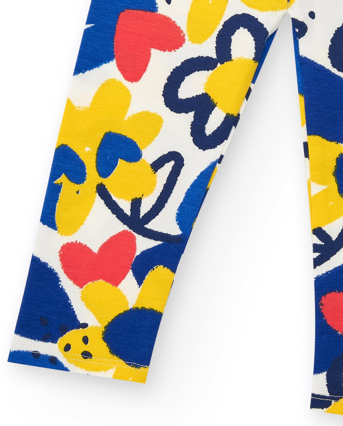 Leggings para niña en azul con flores y cintura elástica