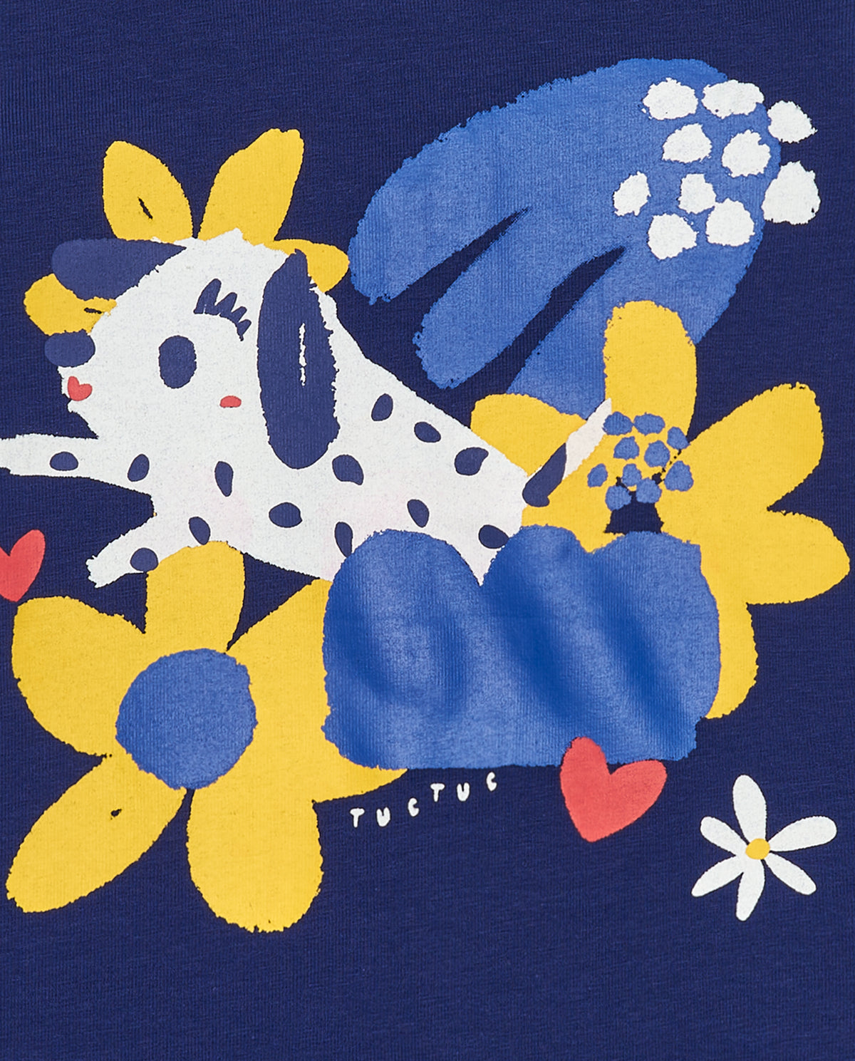 Camiseta para niña en azul con flores y botones traseros