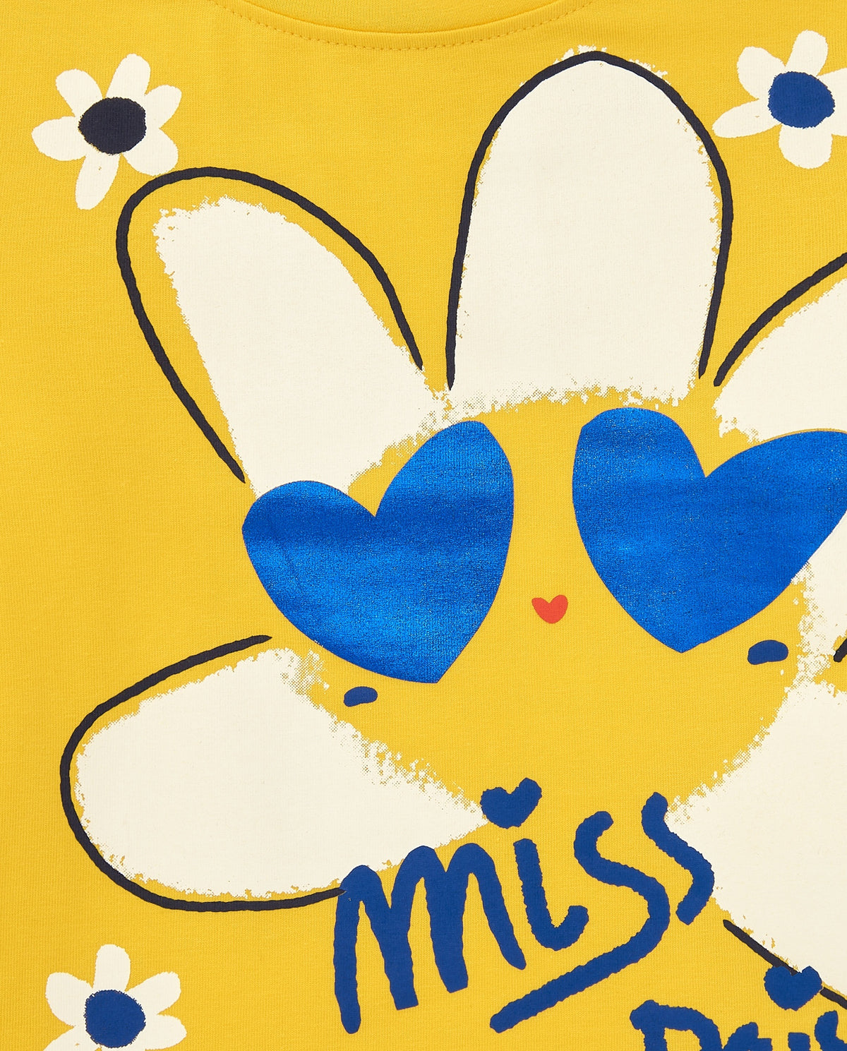 Camiseta de manga larga para niña en amarillo con flor