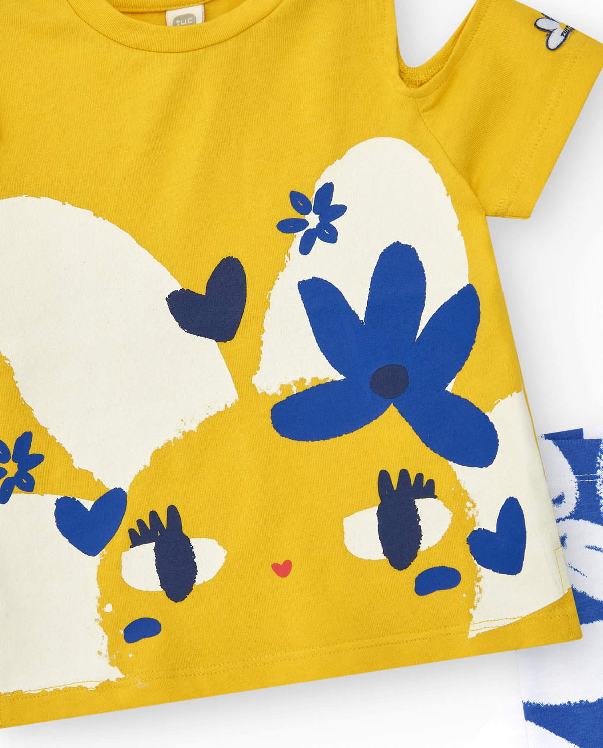 Conjunto para niña con camiseta floral y leggings ciclistas