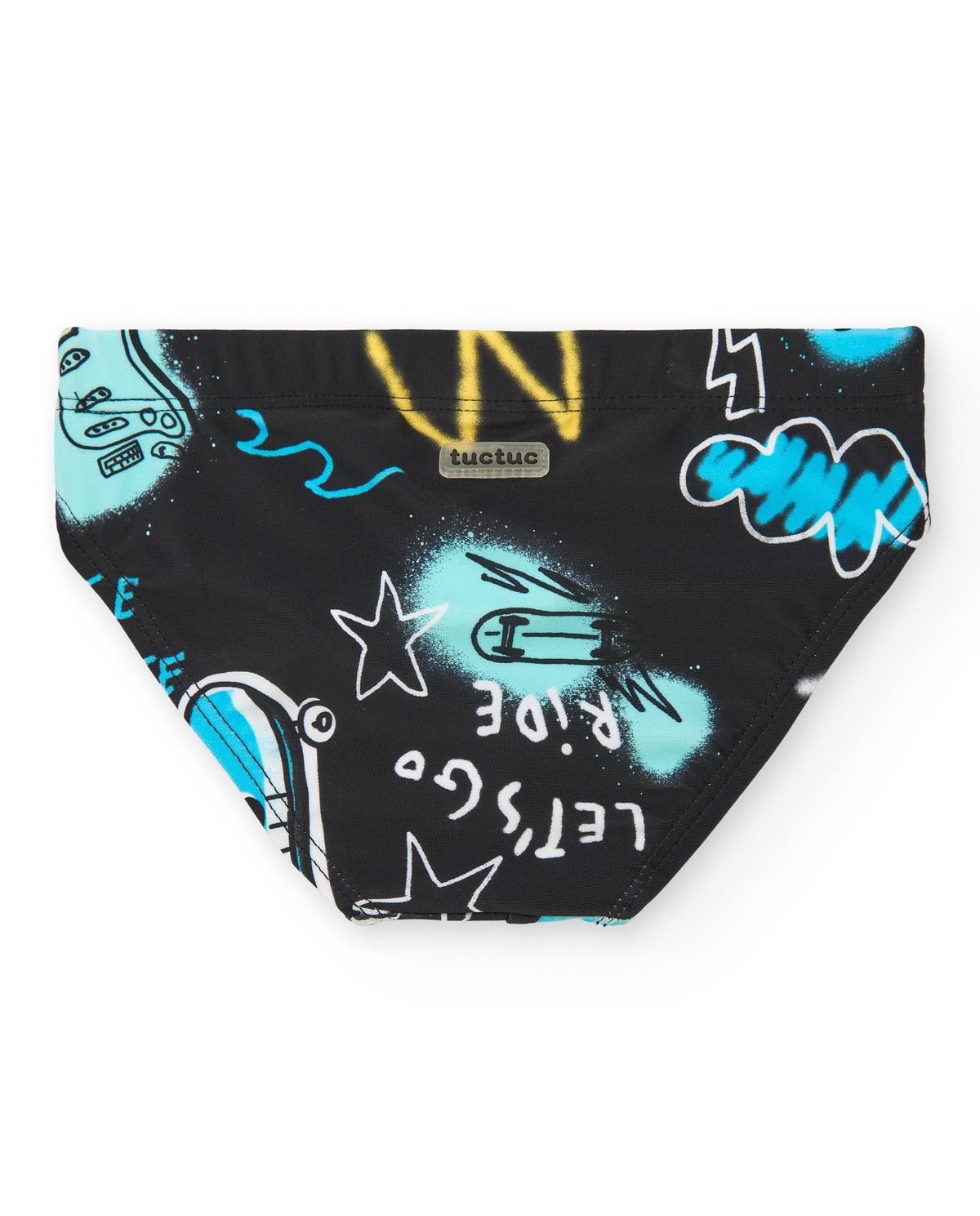 Culetín para niño en negro con estampado colorido