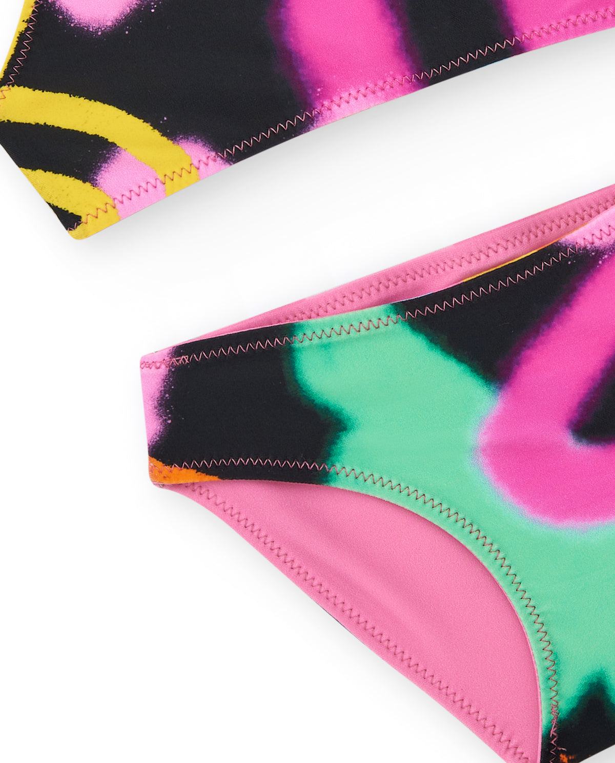 Bikini para niña en rosa con arcoíris y tirantes cruzados