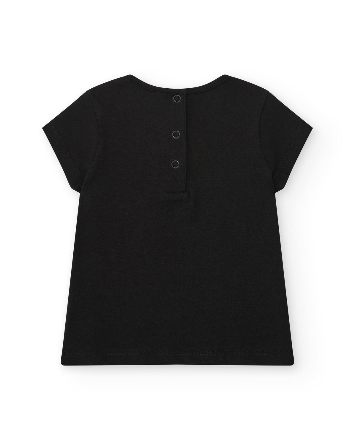 Camiseta para niña en negro con corazones vibrantes
