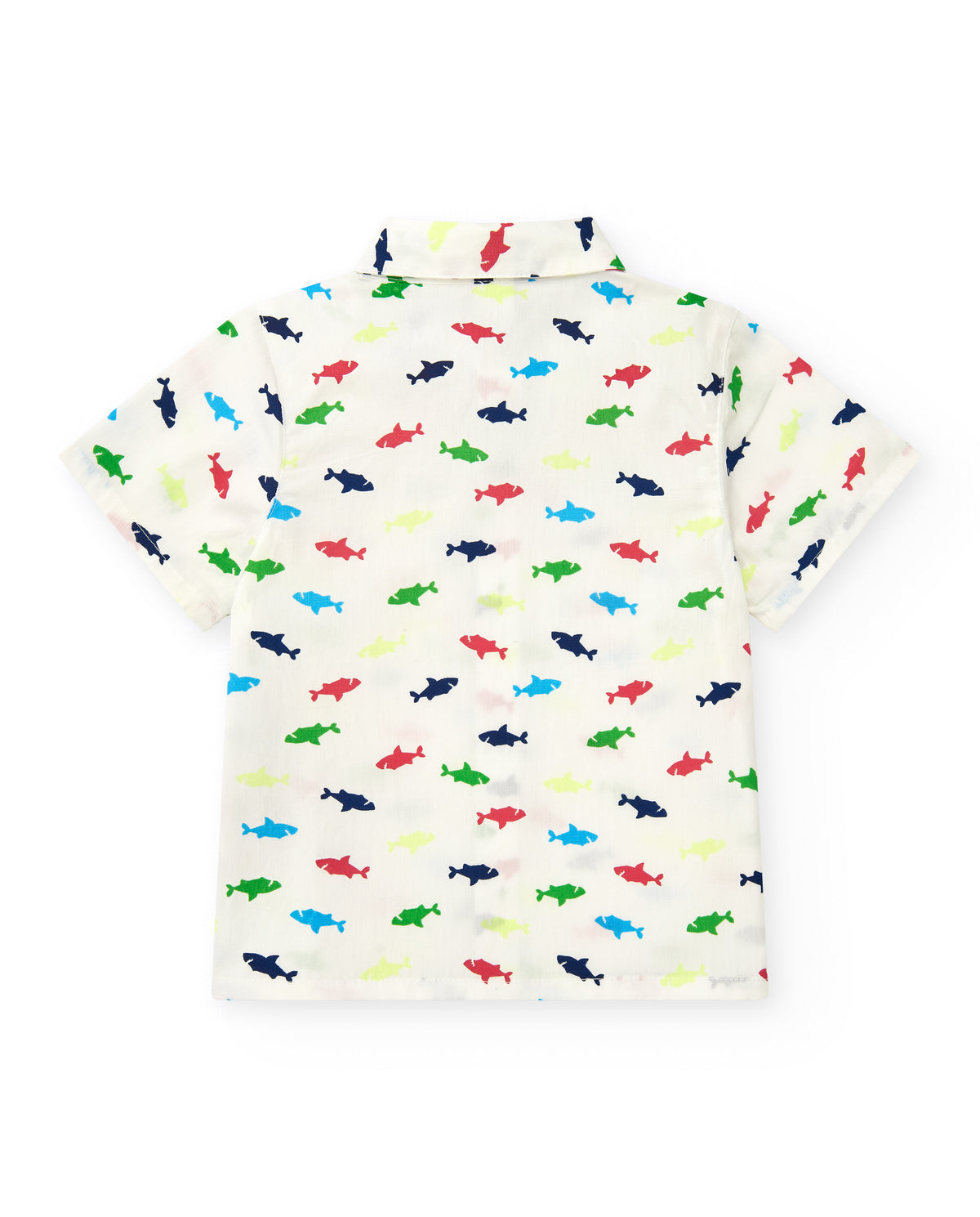 Camisa para niño en blanco con tiburones multicolor