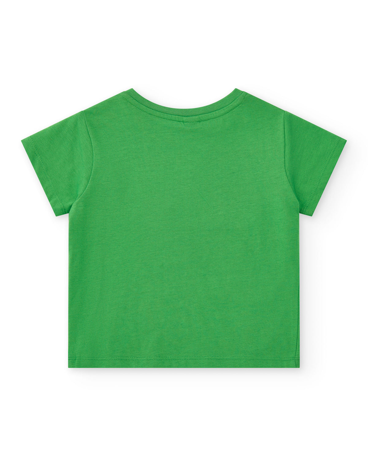 Camiseta para niño en verde con tiburón y figuras geométricas