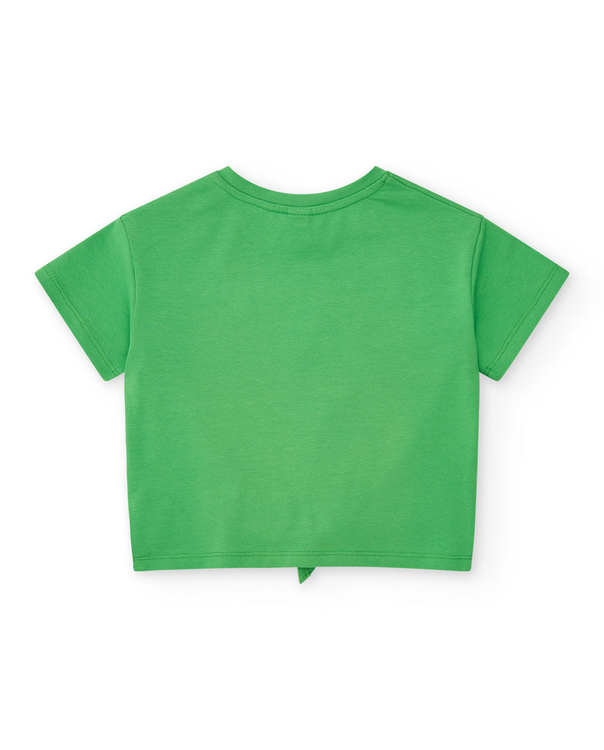 Camiseta para niña en verde con estampado y nudo decorativo