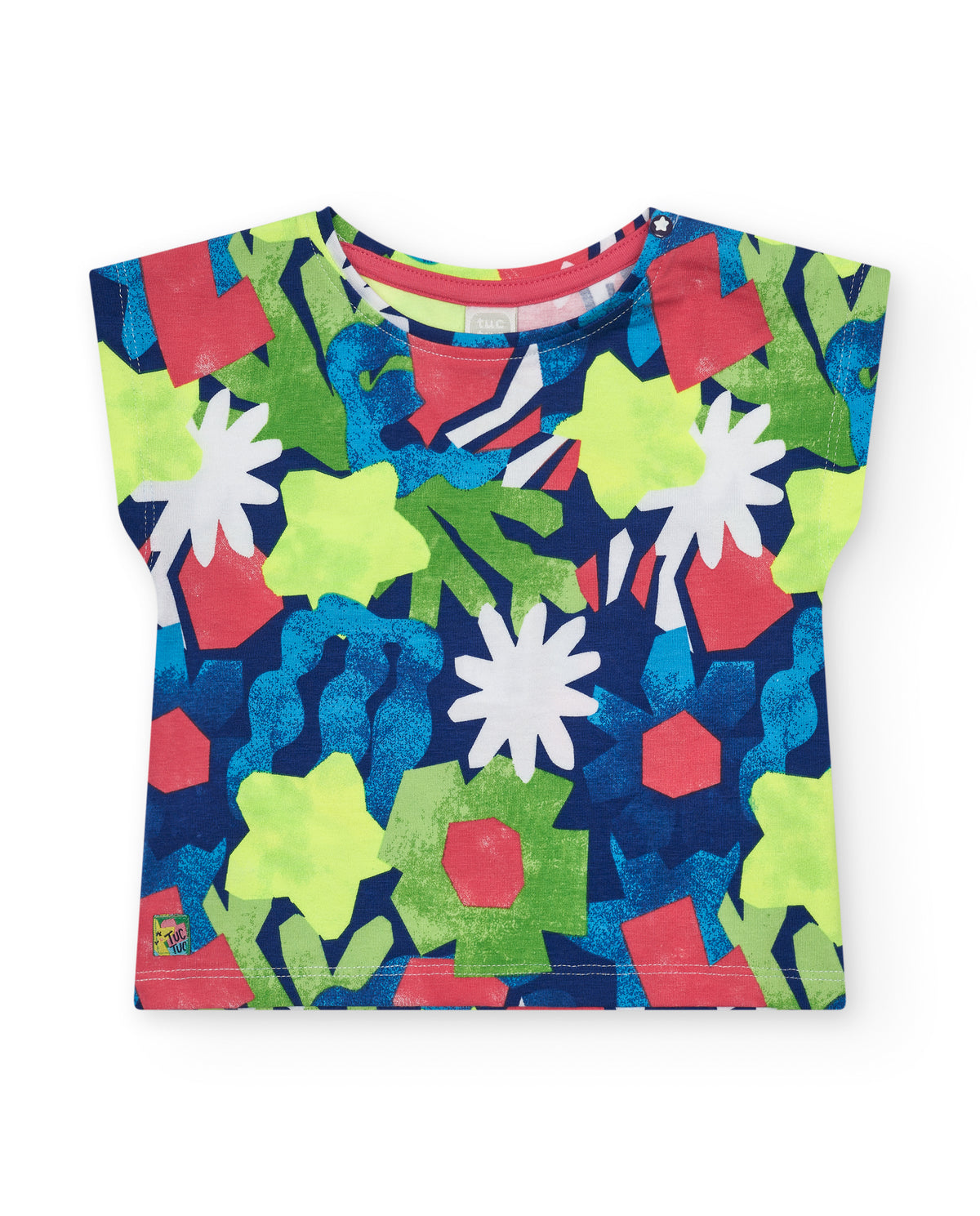 Camiseta para niña en azul con estampado floral