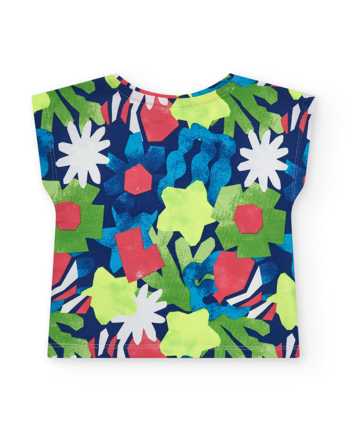 Camiseta para niña en azul con estampado floral