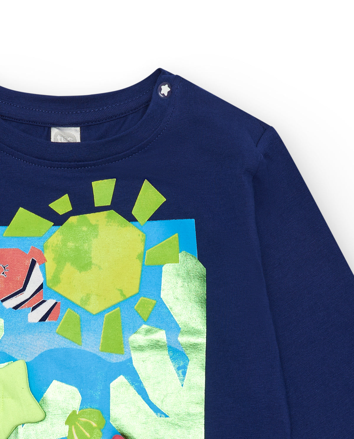 Camiseta para niña en azul marino con diseño marino