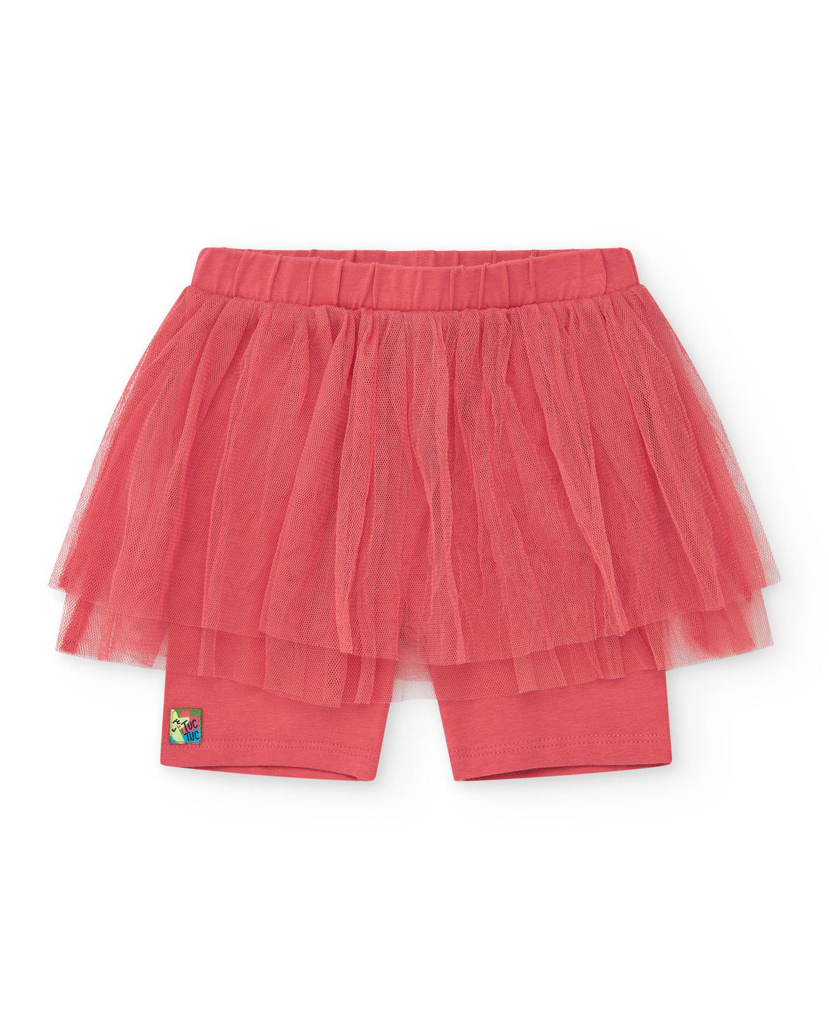 Conjunto para niña con camiseta blanca de mangas de tul y