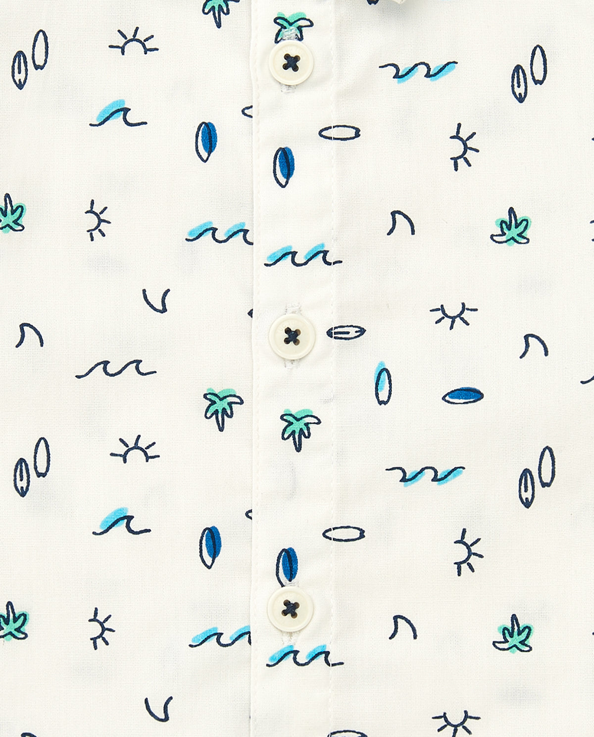 Camisa de plana para niño en blanco con estampado tropical en
